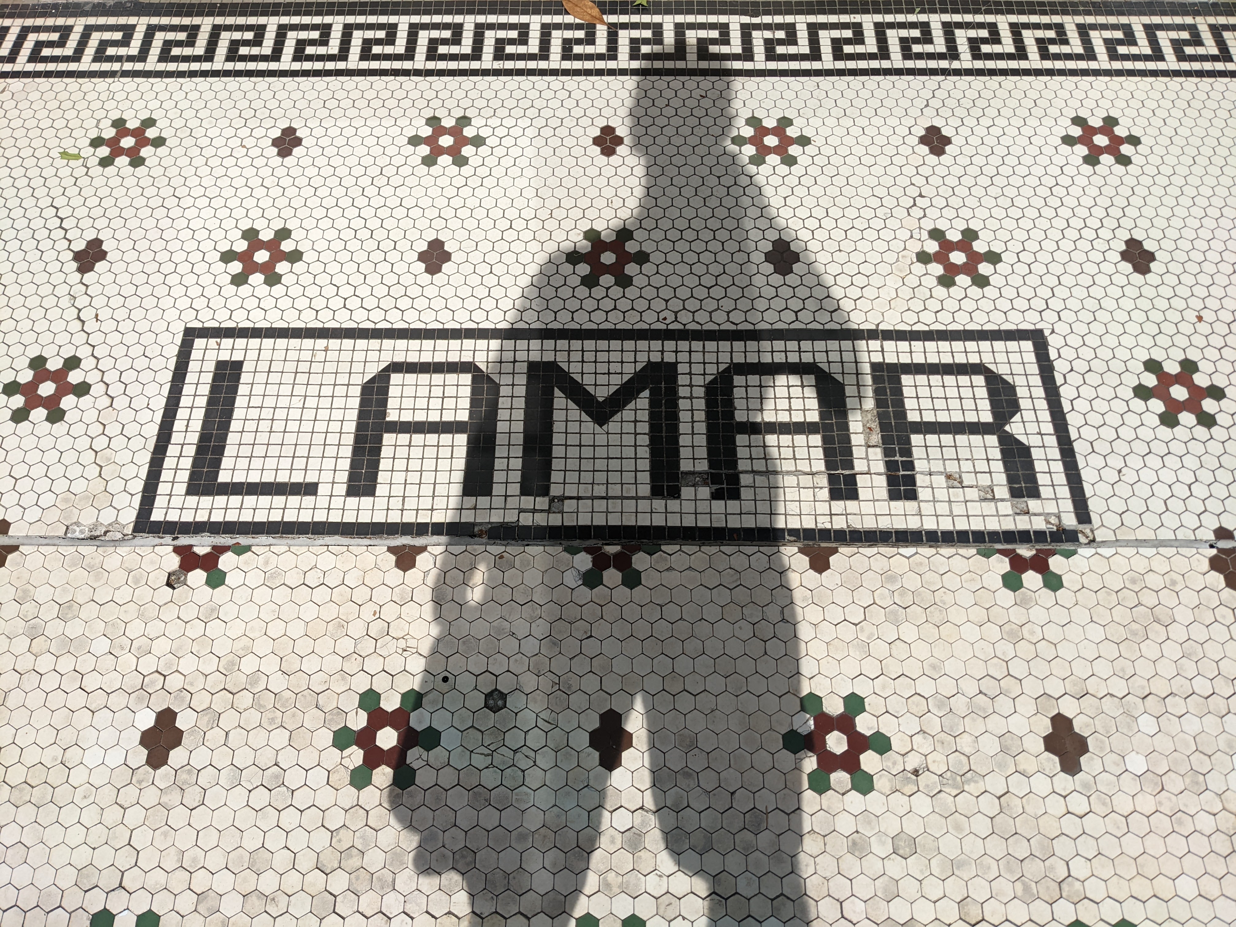 Beautiful mosaic flooring in front of the old Lamar Bathhouse (now the National Park's gift shop)