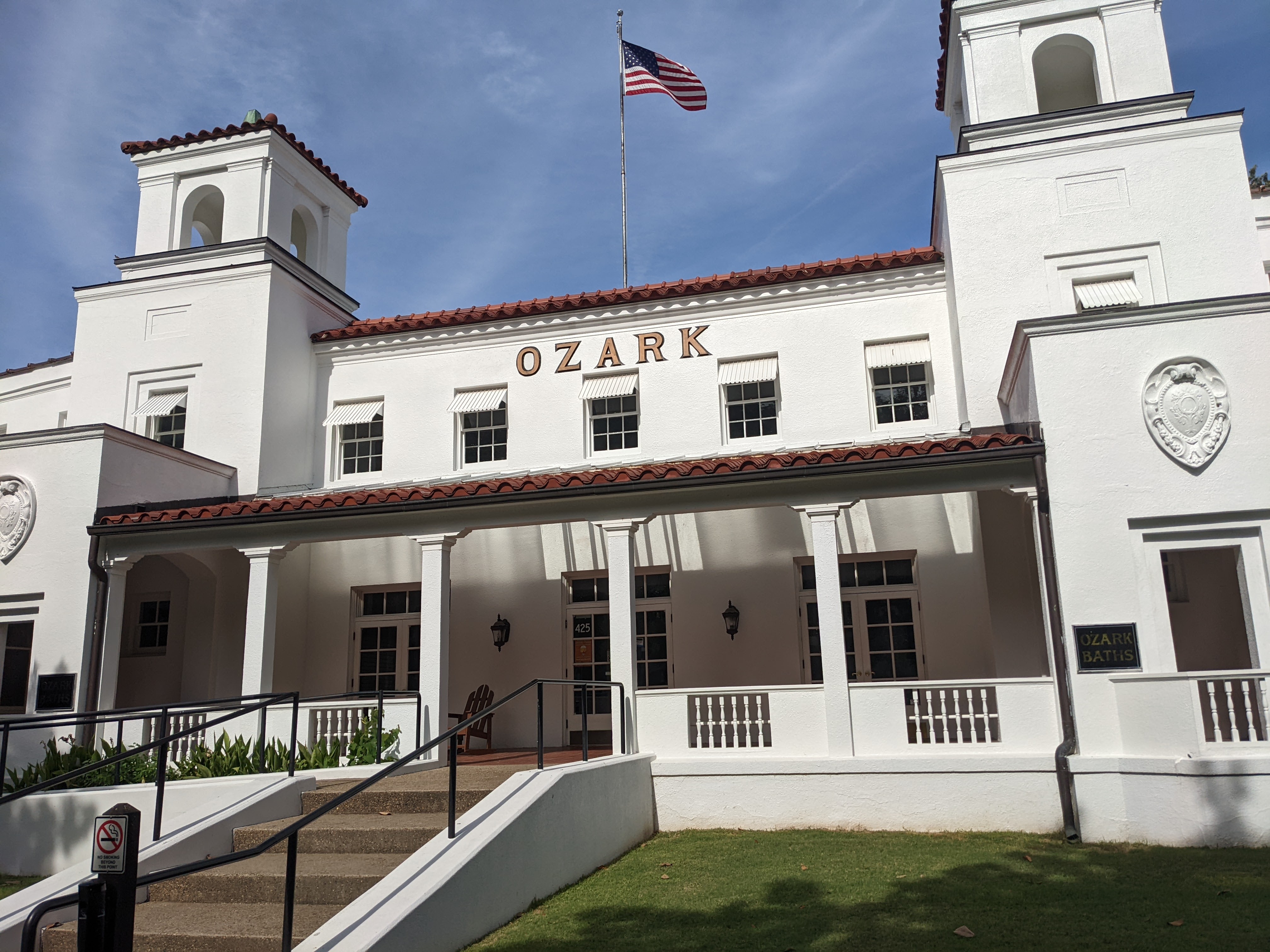 The Spanish Colonial Revival style Ozark Bathhouse (built in 1922), now the Hot Springs National Park Cultural Center