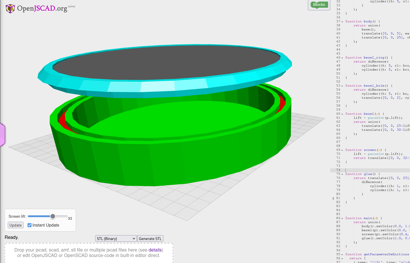 screenshot of 3D model for new Garmin glue construction